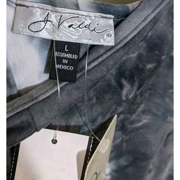 J VALDI Jumpsuit Tie-Dyed Print Flowy Cropped Charcoal Gray Cover Up Large - Picture 11 of 13